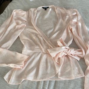 EXPRESS PUFF LONG SLEEVE SEMI SHEET BLOUSE PINK SMALL NWOT